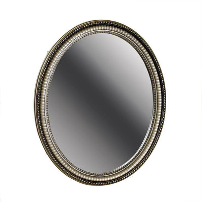 25 in. W x 32 in. H Zenith Oval Mirror Surface Mount Medicine Cabinet in Pewter - Super Arbor