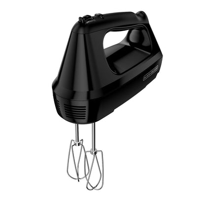 6-Speed Black Hand Mixer with 2 Wire Beaters, 2 Dough Hooks and Storage Case - Super Arbor