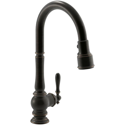 Artifacts Single-Handle Pull-Down Sprayer Kitchen Faucet in Oil Rubbed Bronze - Super Arbor