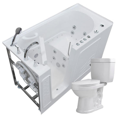 Nova Heated 60 in. Walk-In Whirlpool and Air Bath Tub in White with 1.28 GPF Single Flush Toilet - Super Arbor