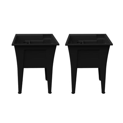24 in. x 22 in. Recycled Polypropylene Black Laundry Sink (Pack of 2) - Super Arbor