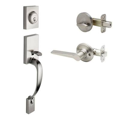 Craftsman Satin Stainless Door Handleset with Contemporary Lever Trim - Super Arbor