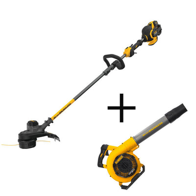 DEWALT FLEXVOLT 60V MAX Li-Ion Cordless Brushless 15 in. String Grass Trimmer w/Bare 60V Li-Ion Leaf Blower - Super Arbor