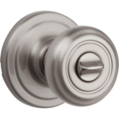 Cameron Satin Nickel Privacy Bed/Bath Door Knob Featuring Microban Antimicrobial Technology - Super Arbor