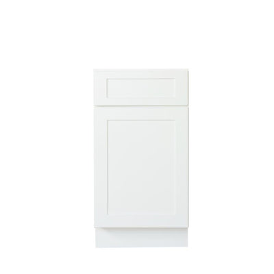 Bremen Ready to Assemble 15x34.5x24 in. Shaker Base Cabinet with 1 Door and 1 Drawer in White - Super Arbor