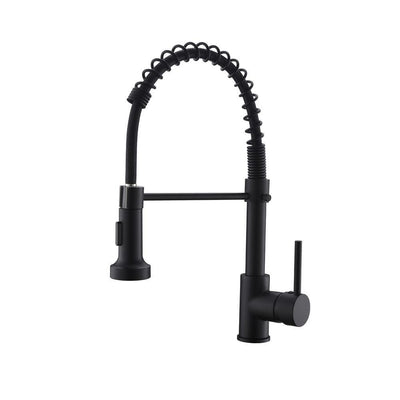 Stainless Steel Faucet Single-Handle Faucet Pull-Down Sprayer Kitchen Faucet Black - Super Arbor