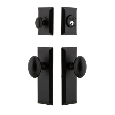 Keep Plate Black Iron Door Handleset Combo Pack with Aeg Door Knob - Super Arbor