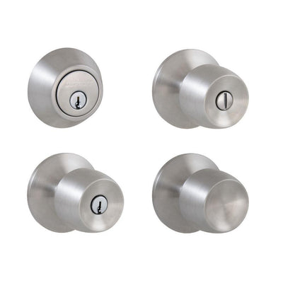 Brandywine Stainless Steel House Pack with 2 Entry, 2 Single Cylinder Deadbolts, 3 Privacy, 3 Passage Knobs - Super Arbor