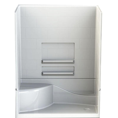 Varia Subway 30 in. x 60 in x 76 in. 4 -pc AcrylX Acrylic Finished Shower Stall w/Right Drain & Left Seat in White - Super Arbor