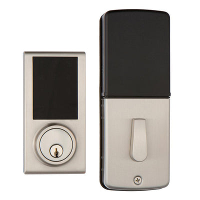 Satin Nickel Touchscreen ZWave Smartlock Single Cylinder Deadbolt - Super Arbor