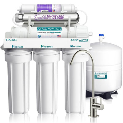 Essence 75 GPD 7-Stage Reverse Osmosis Water Filtration System with Alkaline Mineral pH+ and UV Ultra-Violet Sterilizer - Super Arbor