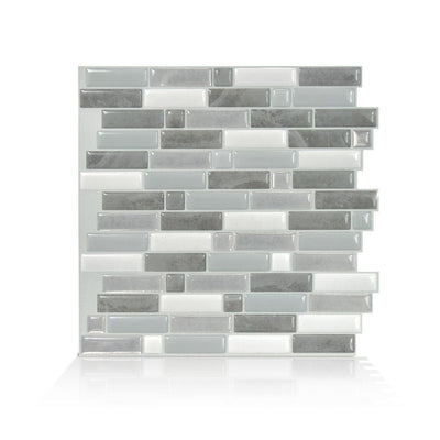 Crescendo Agati 9.73 in. W x 9.36 in. H Gray Peel and Stick Decorative Mosaic Wall Tile Backsplash (4-Pack) - Super Arbor
