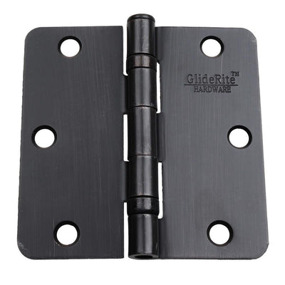 3-1/2 in. Oil Rubbed Bronze Steel Ball-Bearing Door Hinges 1/4 in. Corner Radius with Screws (24-Pack) - Super Arbor