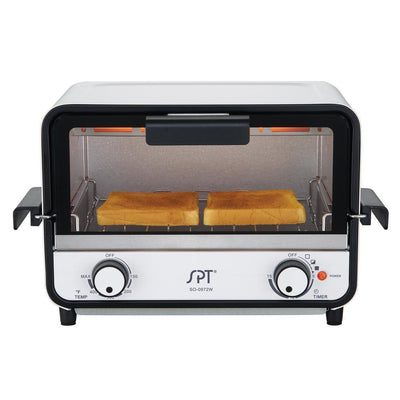 Easy Grasp 800 W 2-Slice White Countertop Toaster Oven with Built-In Timer - Super Arbor