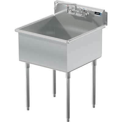 Terrell Series Stainless Steel  27x27.5 in. Freestanding 2-Hole Single Compartment Scullery Sink with Lead-Free Faucet - Super Arbor