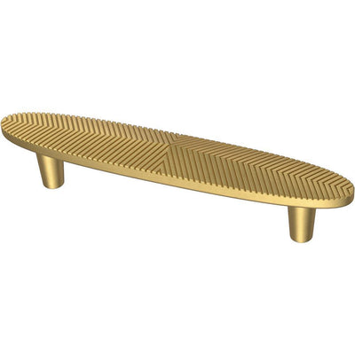 Modern Herringbone 3-3/4 in. (96mm) Center-to-Center Brushed Brass Cabinet Drawer Pull (2-Pack) - Super Arbor