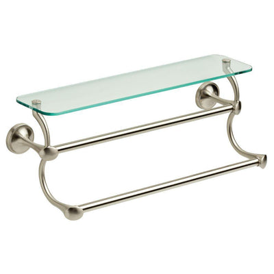 18 in. Glass Shelf with Double Towel Bar in SpotShield Brushed Nickel - Super Arbor