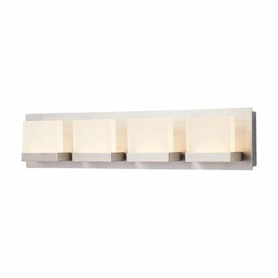 Alberson Collection 4-Light Brushed Nickel LED Vanity Light with Frosted Acrylic Shade - Super Arbor