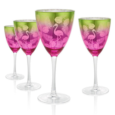 Flamingo Tropics 14 oz. 4-Piece Goblet Set - Super Arbor