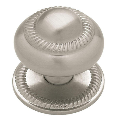 Traditional Roped 1-1/2 in. (38 mm ) Satin Nickel Cabinet Knob with Backplate - Super Arbor