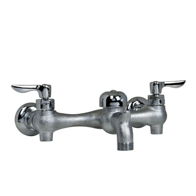 Exposed Yoke Wall-Mount 2-Handle Utility Faucet in Rough Chrome with Vacuum Breaker - Super Arbor