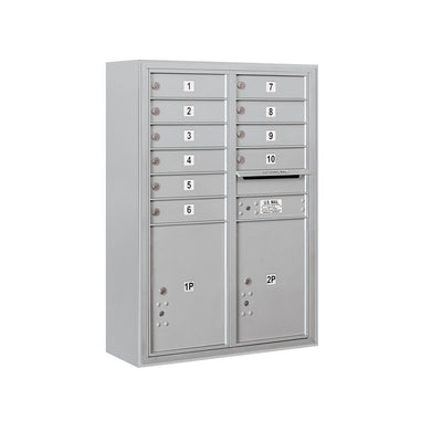 3800 Horizontal Series 10-Compartment with 2-Parcel Locker Surface Mount Mailbox - Super Arbor