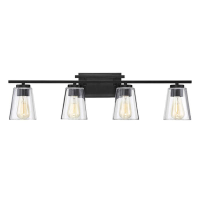 32 in. 4-Light Black Vanity Light with Clear Glass - Super Arbor