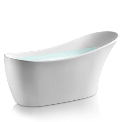 59 in. Acrylic Single Slipper Flatbottom Non-Whirlpool Bathtub in Glossy White - Super Arbor