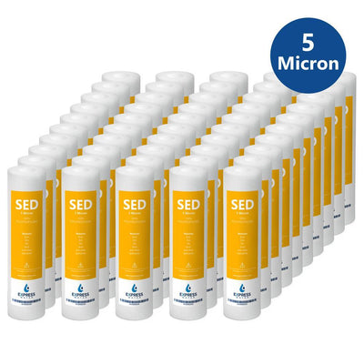 Express Water – 50 Pack Sediment Water Filter Replacement – 5 Micron – Under Sink and Reverse Osmosis System Filters - Super Arbor