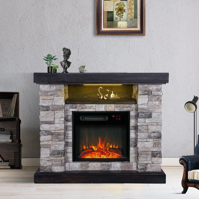 40 in. Freestanding Electric Fireplace in Gray - Super Arbor