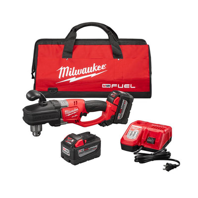 M18 FUEL 18-Volt Lithium-Ion Brushless Cordless Hole Hawg 1/2 in. Right Angle Drill Kit W/(2) 9.0Ah Batteries