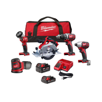 M18 18-Volt Lithium-Ion Cordless Combo Kit (5-Tool) with 2-Batteries, Charger and Tool Bag - Super Arbor