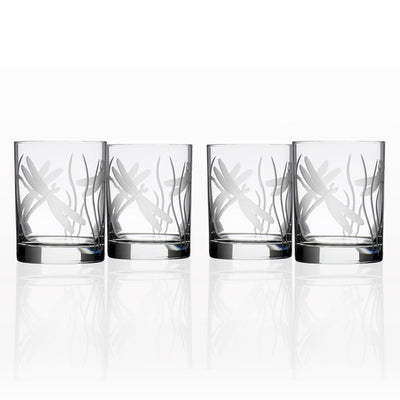 Dragonfly 14 oz. Clear Double Old Fashioned Glass (Set of 4) - Super Arbor