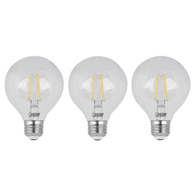 Feit Electric 60-Watt Equivalent G25 Dimmable Filament ENERGY STAR Clear Glass LED Light Bulb, Soft White (3-Pack) - Super Arbor