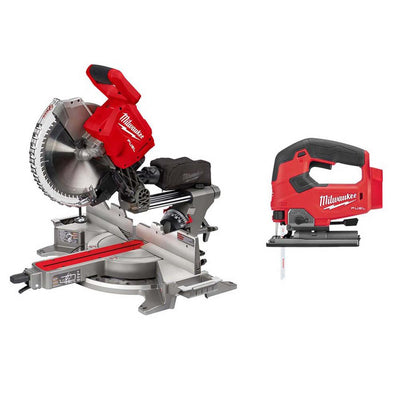 M18 FUEL 18-Volt Lithium-Ion Brushless 12 in. Cordless Dual Bevel Sliding Compound Miter Saw with Jig Saw - Super Arbor