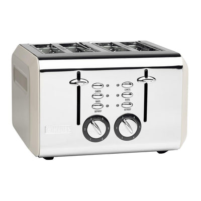 COTSWOLD 1500 W 4-Slice Wide Slot Putty Retro Toaster with Removable Crumb Tray and Adjustable Settings - Super Arbor