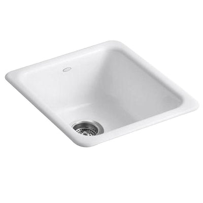 Dual Mount Cast-Iron 17 in. Single Basin Kitchen Sink in White - Super Arbor