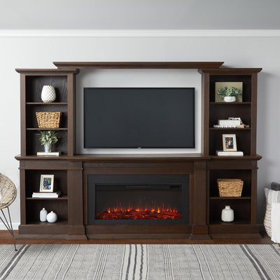 Monte Vista 108 in. Freestanding Electric Fireplace TV Stand in Chestnut Oak - Super Arbor