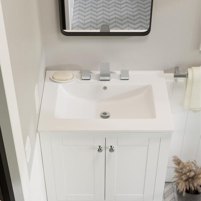 24 in. Ceramic Vanity Top with 3-Faucet Holes with White Basin - Super Arbor