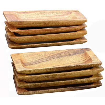 8-Piece Acacia Hardwood Appetizer Serving Tray Set - Super Arbor