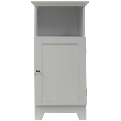 Contemporary Country 13.5 in.W x 11.75 in.D x 27.5 in.H Free Standing Single Door Cabinet With Wainscot Panels In White - Super Arbor
