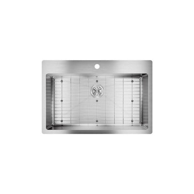 Crosstown Drop-in/Undermount Stainless Steel 33 in. 1-Hole Single Bowl Kitchen Sink with Bottom Grid - Super Arbor