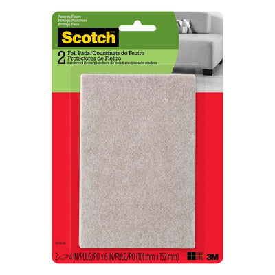 Scotch 4 in. x 6 in. Beige Rectangle Surface Protection Felt Floor Pads (2-Pack) - Super Arbor