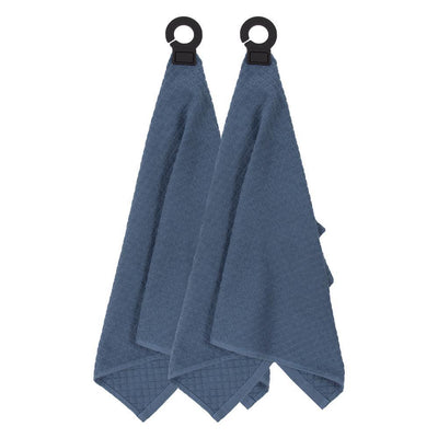 Hook and Hang Federal Blue Woven Cotton pattern Kitchen Towel (Set of 2) - Super Arbor