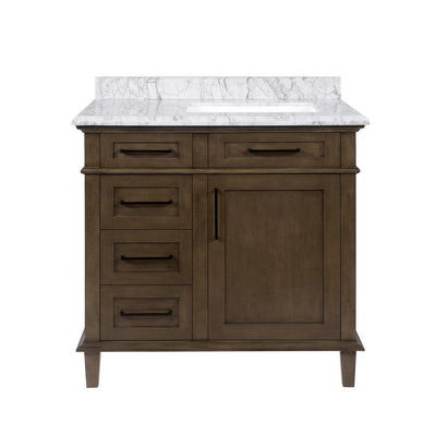 Sonoma 24 in. W x 20.25 in. D Vanity in White with Carrara Marble Top with White Sinks - Super Arbor