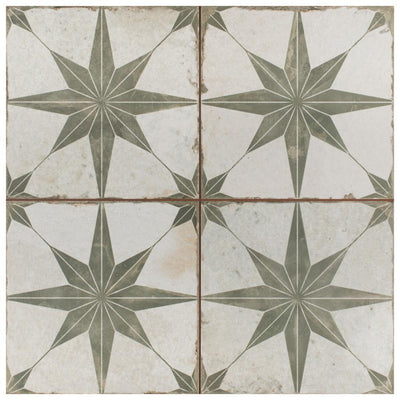 Merola Tile Kings Star Nero 17-5/8"x17-5/8" Ceramic F/W Tile