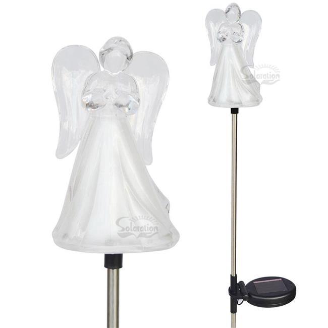 Color Changing Solar Powered Angel Lights Garden Stakes Yard Decor Set ...