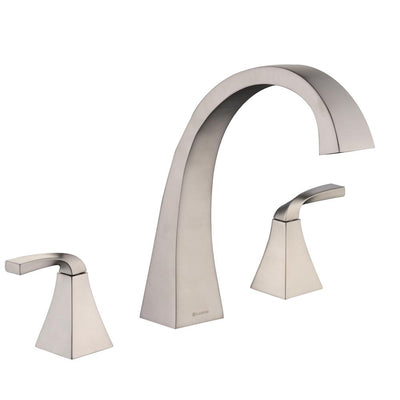 Leary Curve 2-Handle Deck-Mount Roman Tub Faucet in Brushed Nickel - Super Arbor