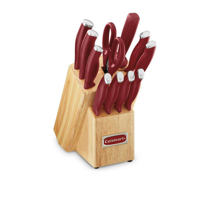 Color Pro Collection 12-Piece Red Handled Block Cutlery Set - Super Arbor