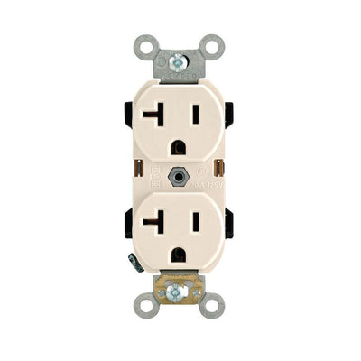 20 Amp Industrial Grade Heavy Duty Self Grounding Duplex Outlet, Light Almond - Super Arbor